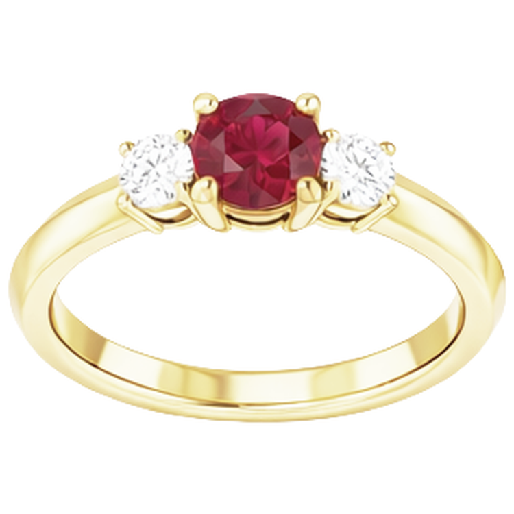 Bague Solitaire Rubis 1.25 Carats Or Jaune 14K