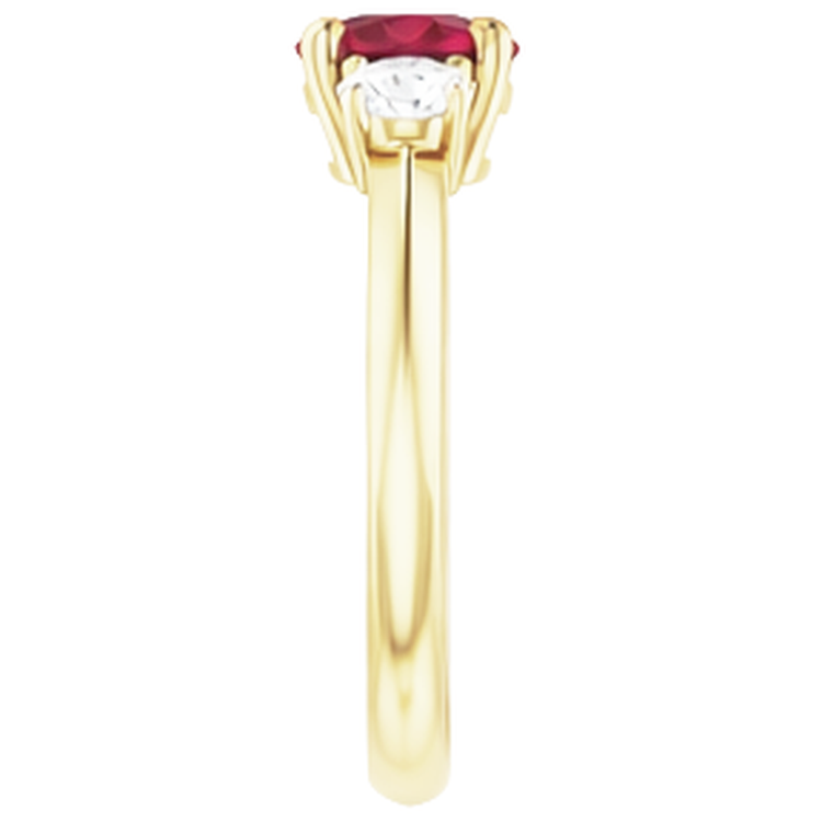 Bague Solitaire Rubis 1.25 Carats Or Jaune 14K