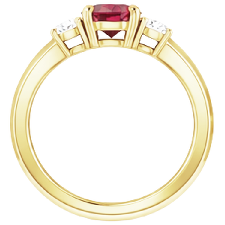 Bague Solitaire Rubis 1.25 Carats Or Jaune 14K