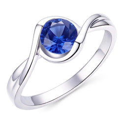 Bague Solitaire Saphir 1 Carat Style Bypass Femme Bijoux