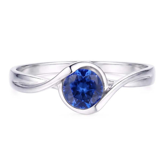 Bague Solitaire Saphir 1 Carat Style Bypass Femme Bijoux