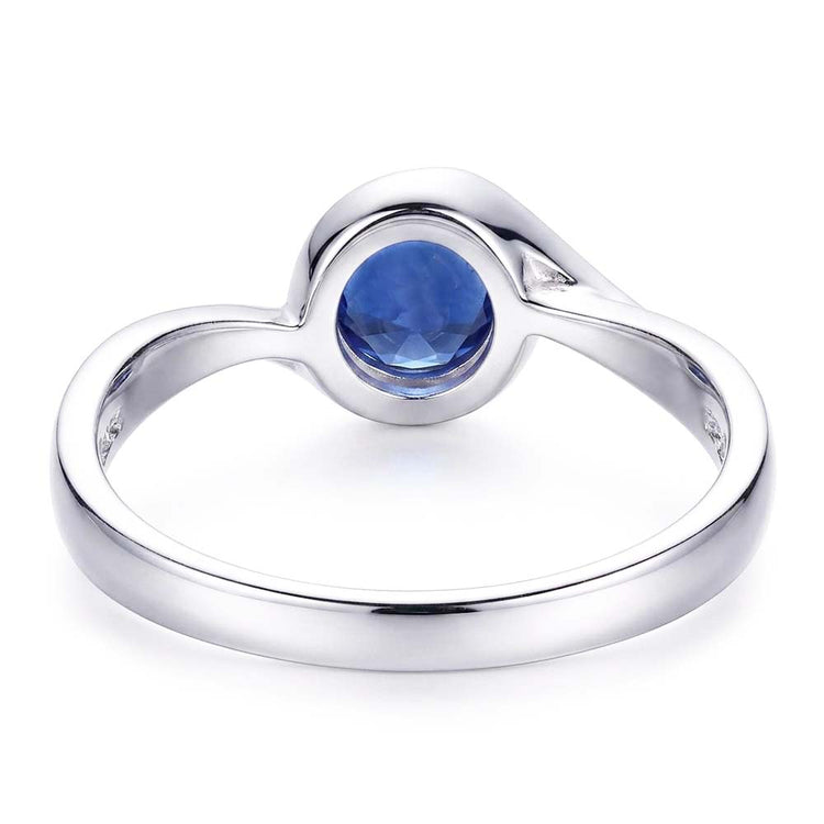 Bague Solitaire Saphir 1 Carat Style Bypass Femme Bijoux