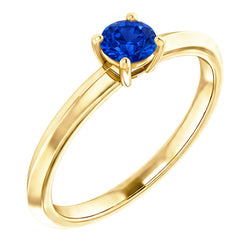 Bague Solitaire Saphir Bleu 1.25 Carats Or Jaune 14K Bijoux