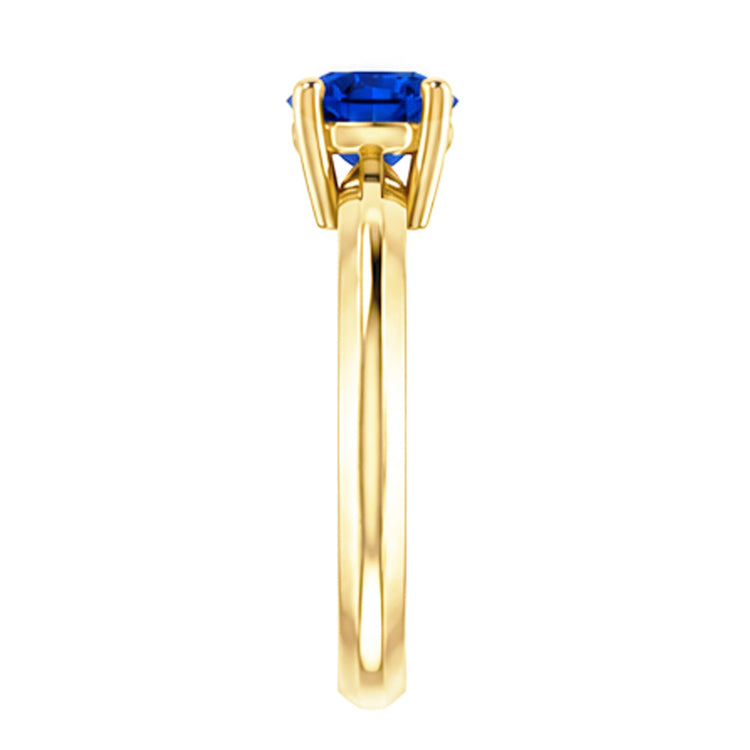 Bague Solitaire Saphir Bleu 1.25 Carats Or Jaune 14K Bijoux