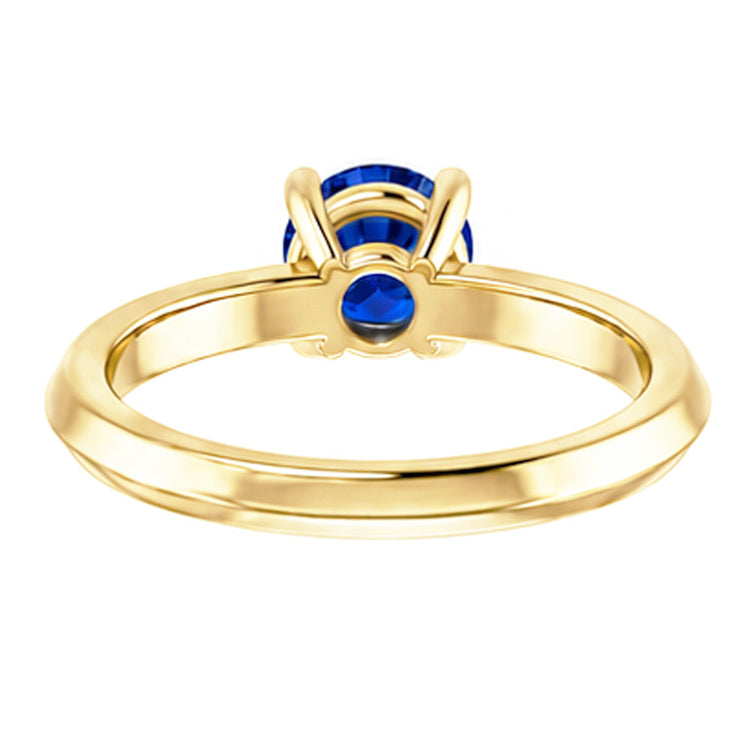 Bague Solitaire Saphir Bleu 1.25 Carats Or Jaune 14K Bijoux