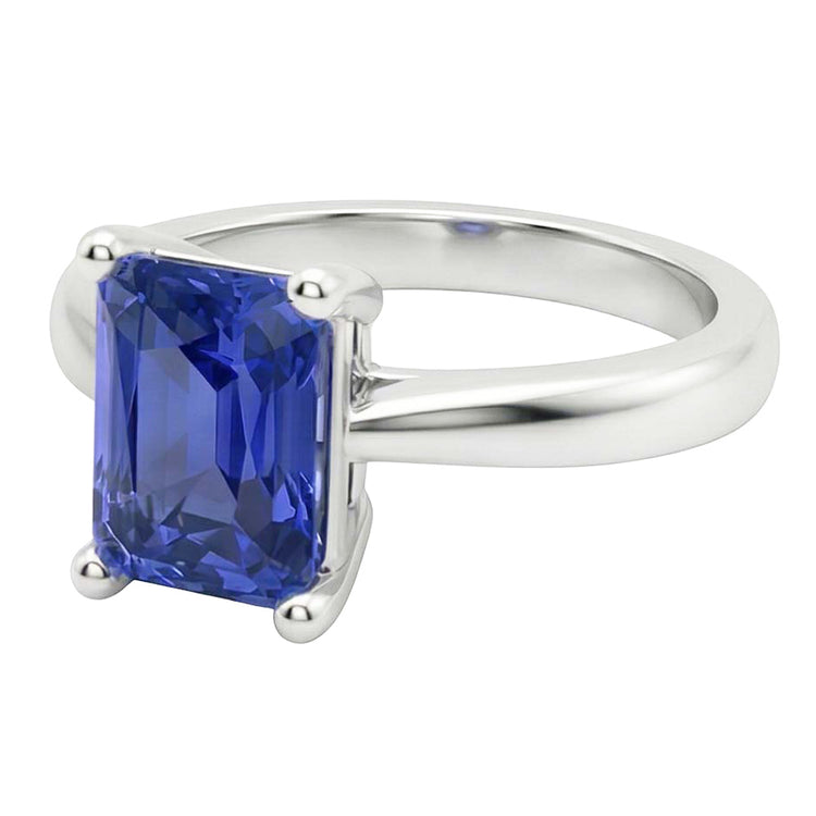 Bague Solitaire Saphir Bleu 2 Carats