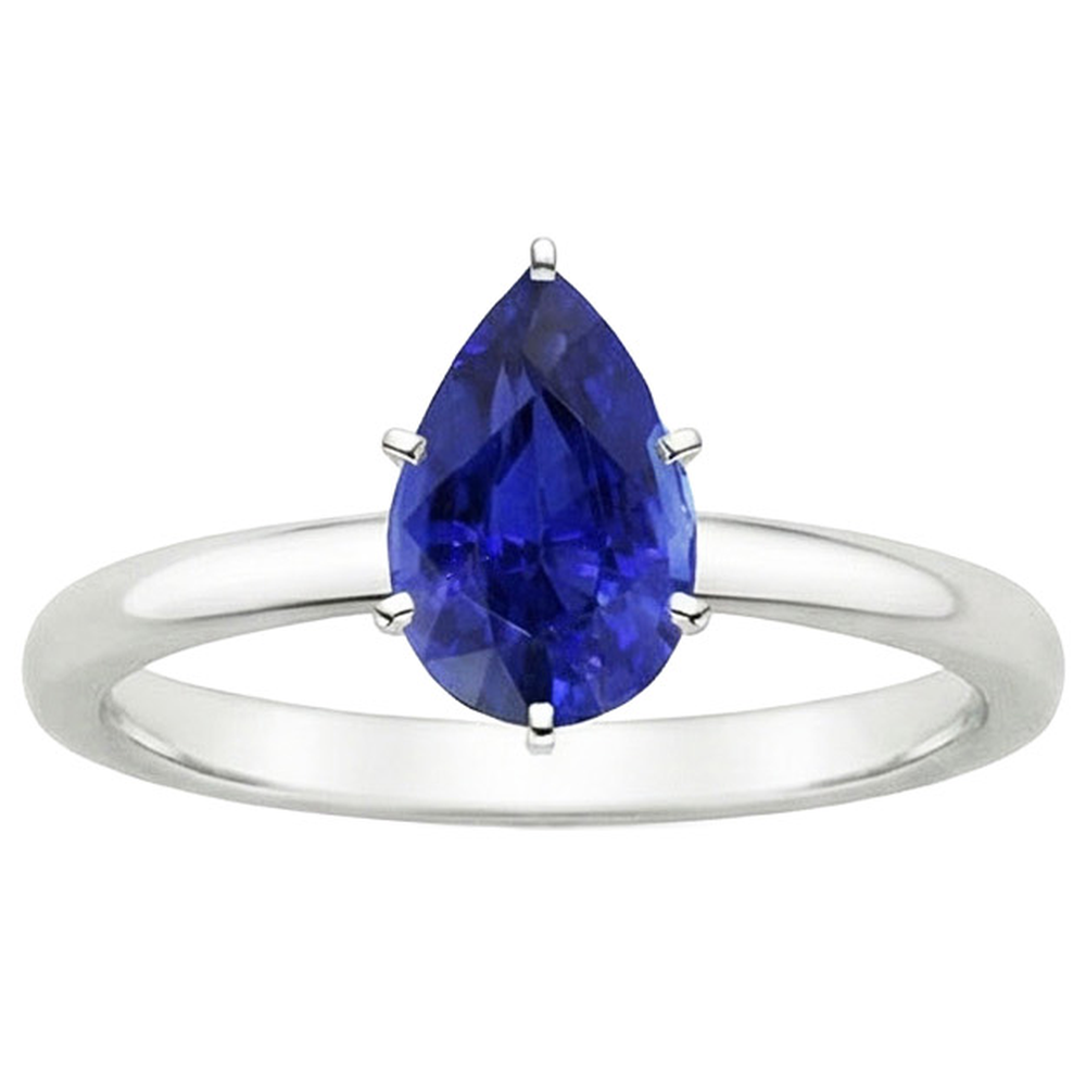 naturel pear saphir 4carats bague détail rapproché