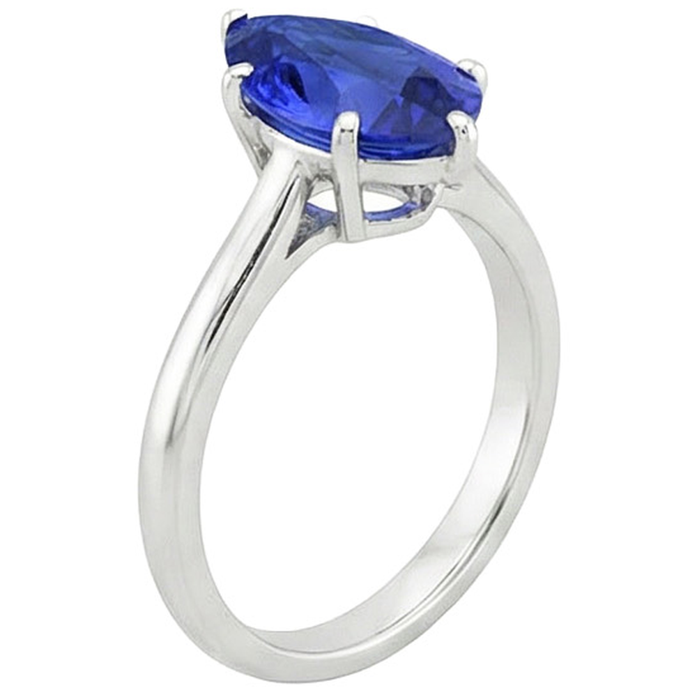 naturel pear saphir 4carats bague vue de profil