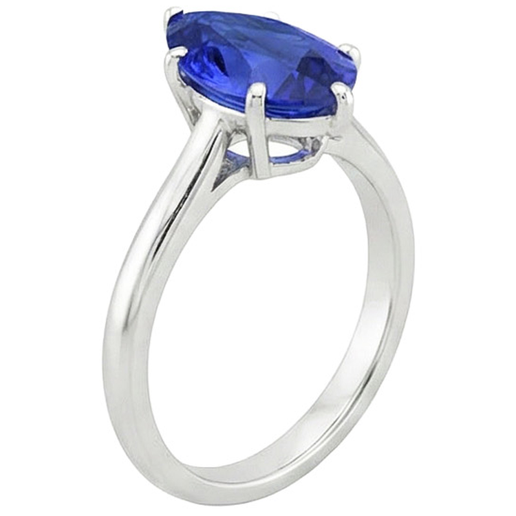 naturel pear saphir 4carats bague vue de profil