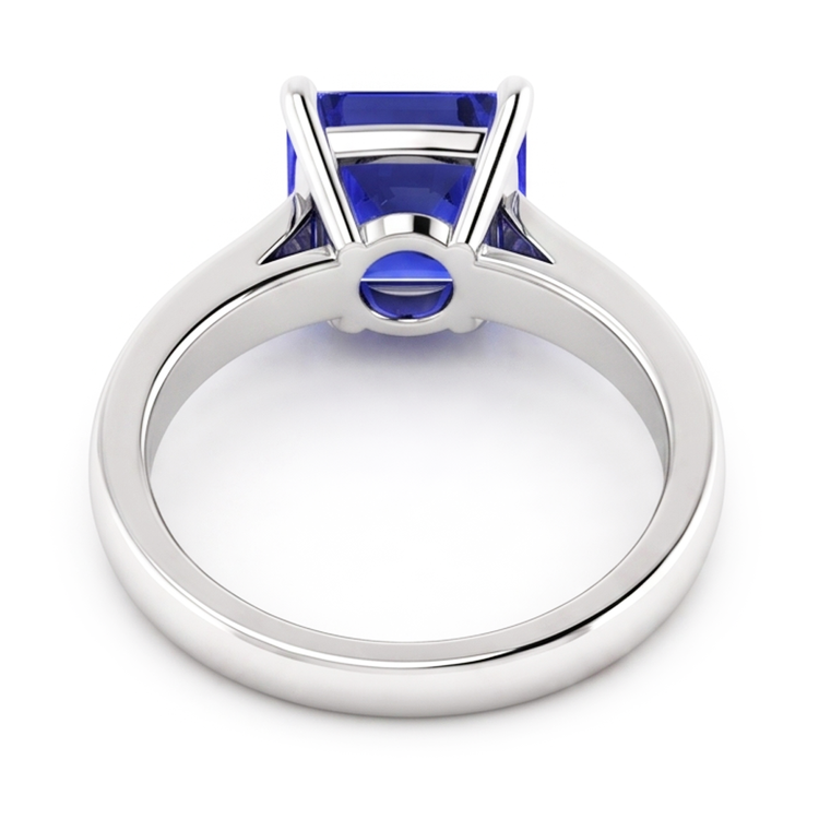 Bague Solitaire Saphir Bleu Asscher Cut