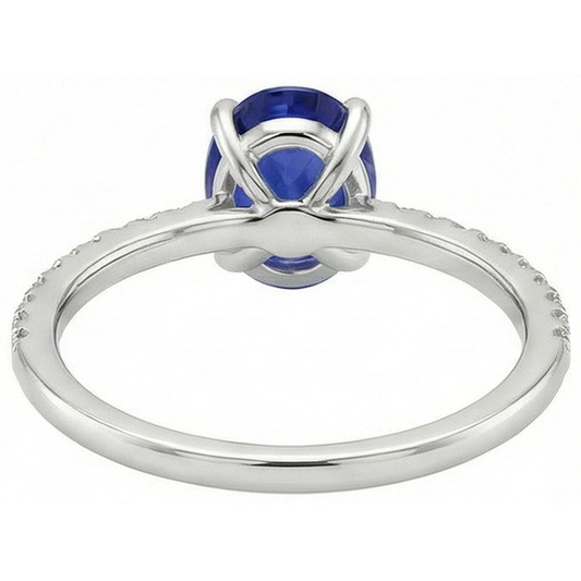 naturel oval saphir 3.75carats bague angle de côté