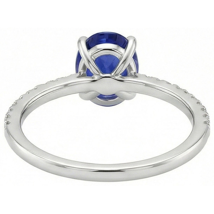 naturel oval saphir 3.75carats bague angle de côté