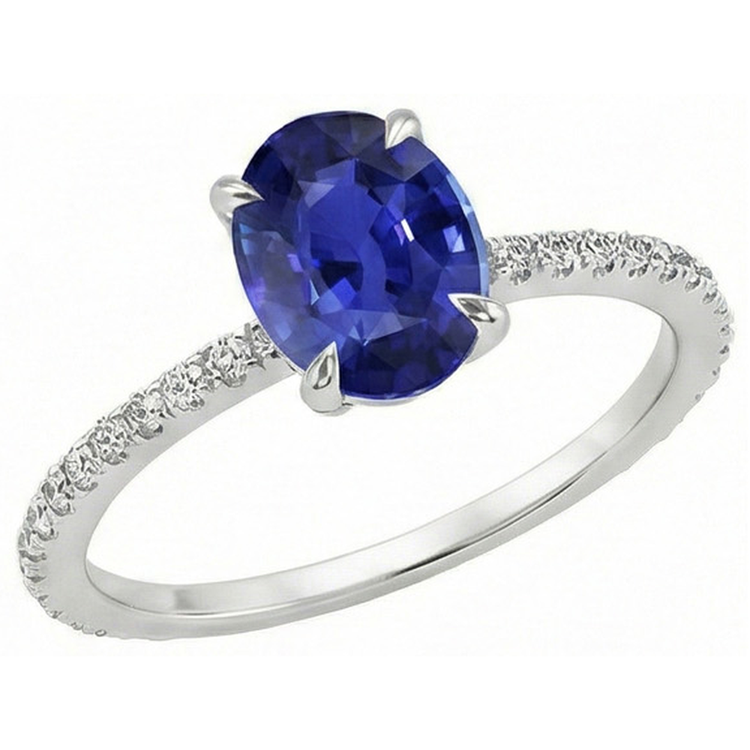 naturel oval saphir 3.75carats bague détail rapproché