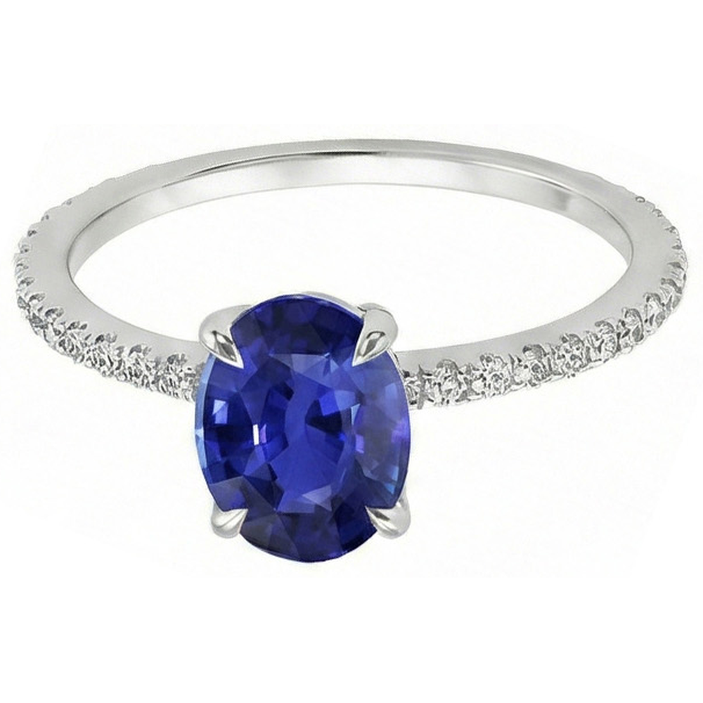naturel oval saphir 3.75carats bague vue de dessus