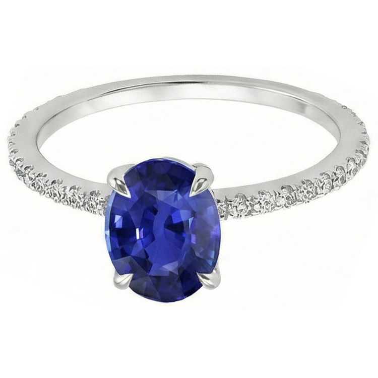 naturel oval saphir 3.75carats bague vue de dessus