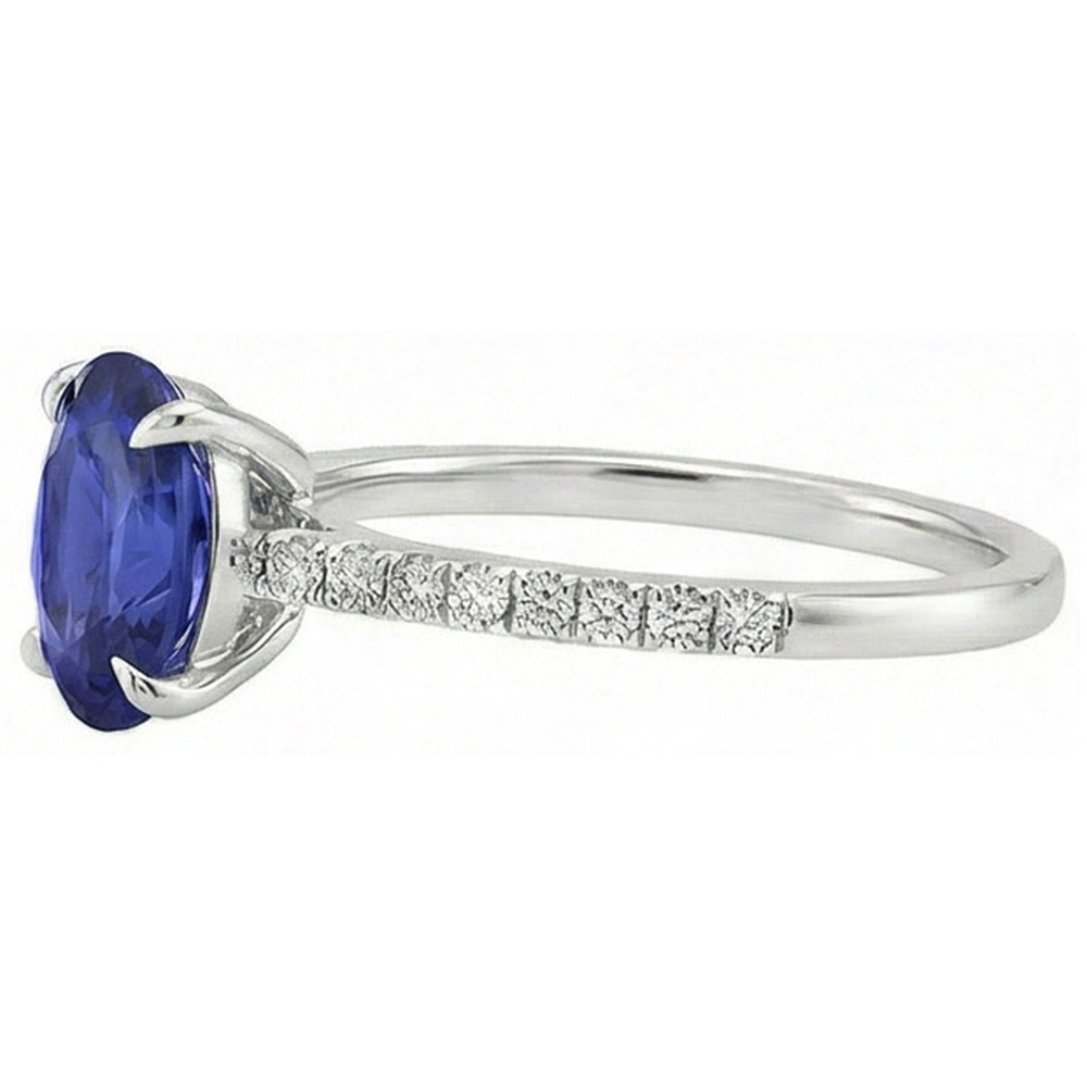 naturel oval saphir 3.75carats bague sur blanc