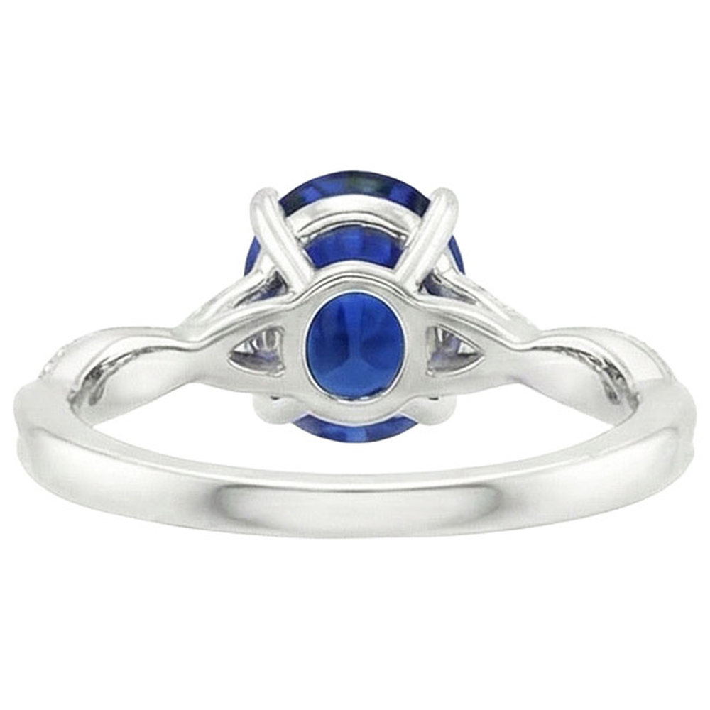 naturel oval saphir 4.50carats bague vue de profil