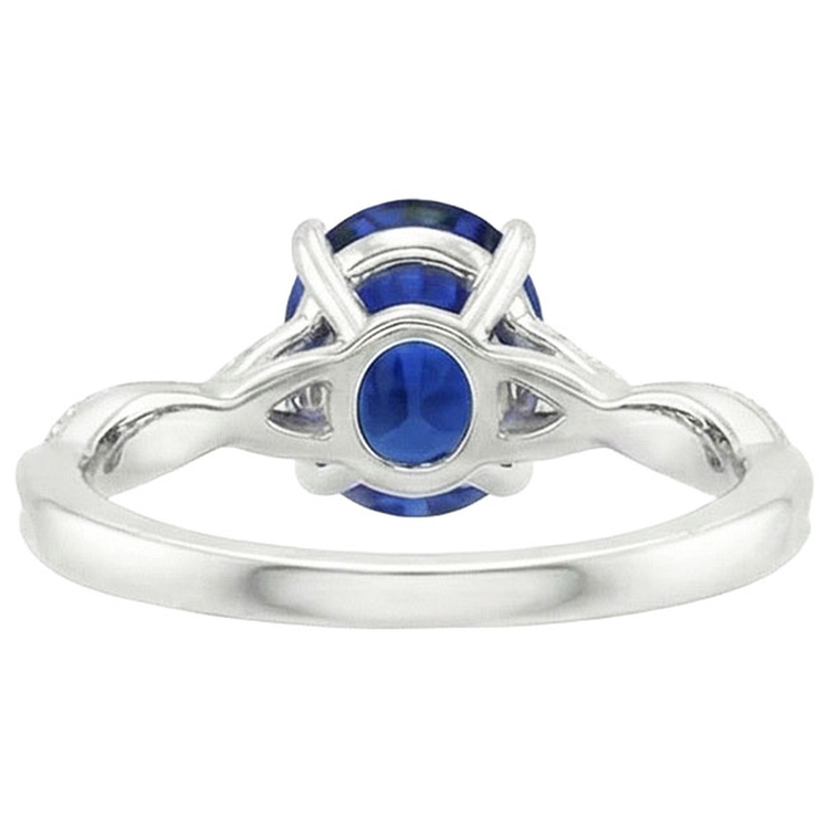 naturel oval saphir 4.50carats bague vue de profil