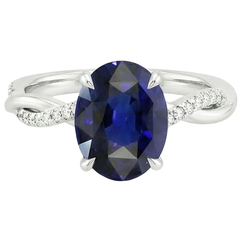 naturel oval saphir 4.50carats bague sur blanc