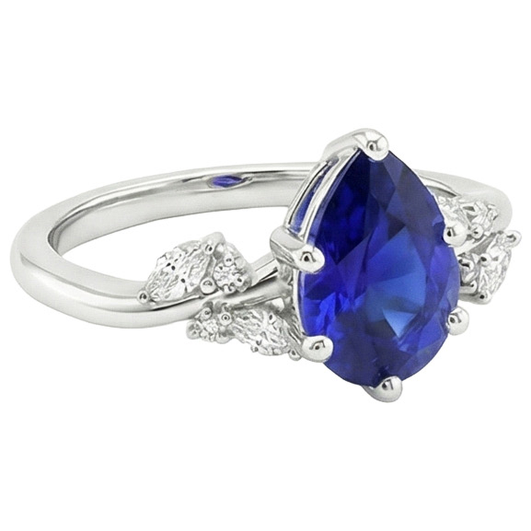 naturel marquise diamant 3.50carats bague vue de profil
