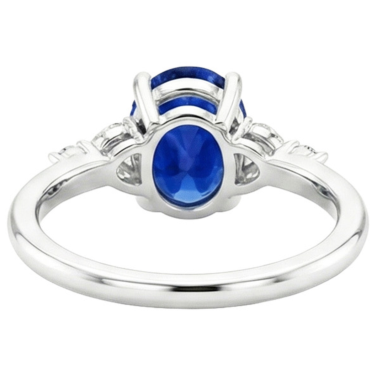 Bague Solitaire Saphir Bleu Avec Diamant Rond & Marquise 3.75 Carats