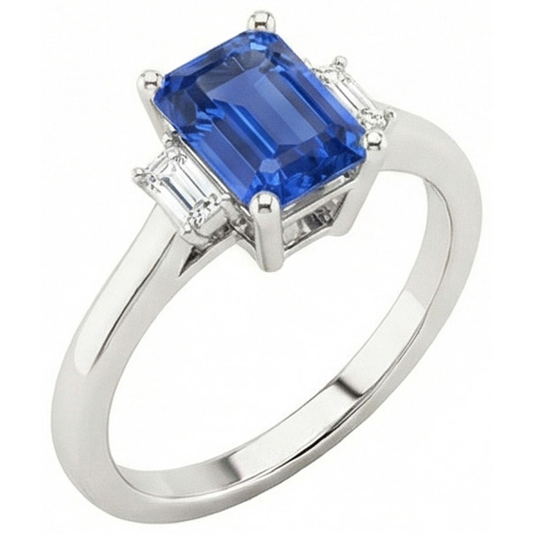 naturel saphir 2carats bague vue de face