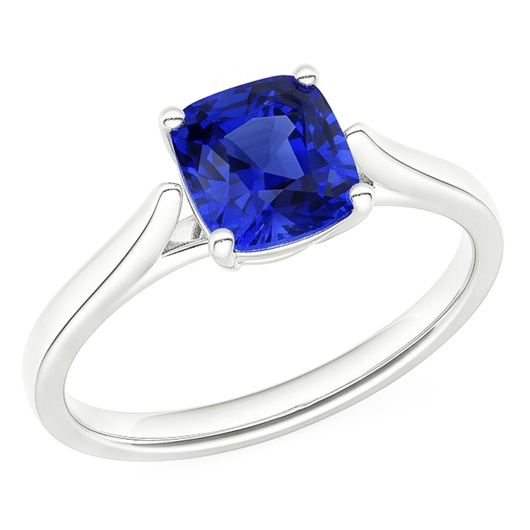 Bague Solitaire Saphir Bleu Naturel 1.50 Carats Bijoux Femme Or