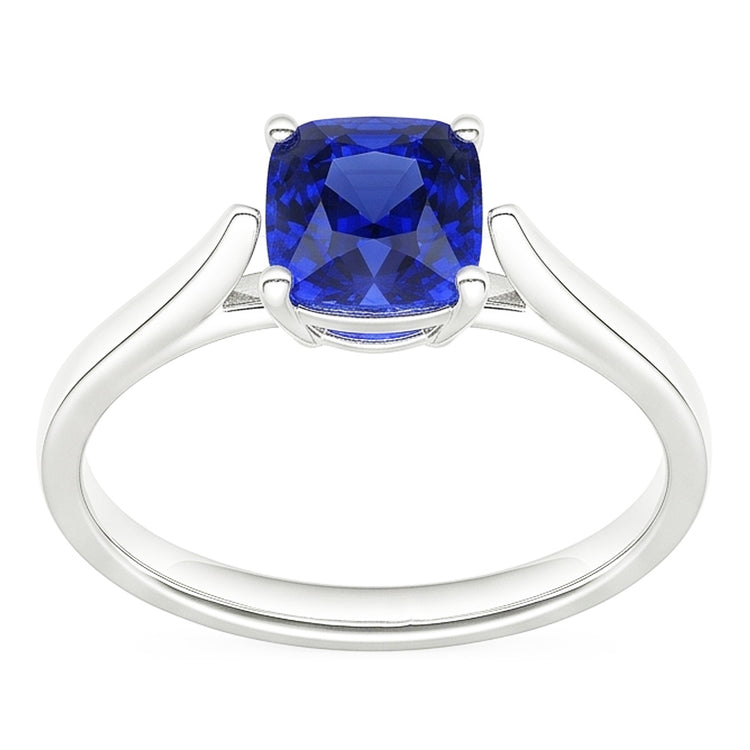 Bague Solitaire Saphir Bleu Naturel 1.50 Carats Bijoux Femme Or