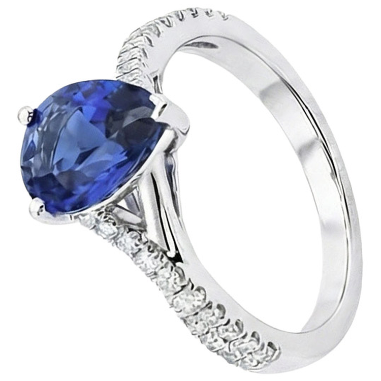 naturel pear diamant 4carats bague détail rapproché