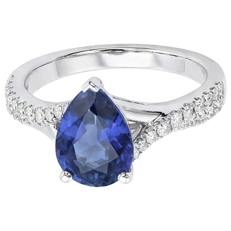 naturel pear diamant 4carats bague vue de profil