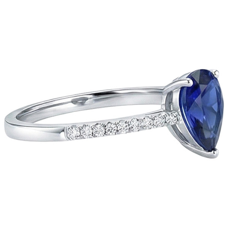 naturel oval diamant 2.50carats bague vue de profil