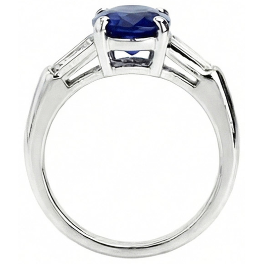 naturel oval saphir 2.50carats bague angle de côté