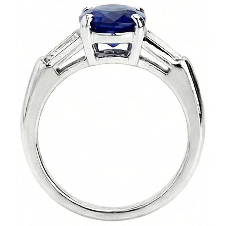 naturel oval saphir 2.50carats bague angle de côté