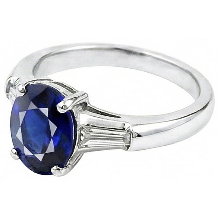 naturel oval saphir 2.50carats bague détail rapproché
