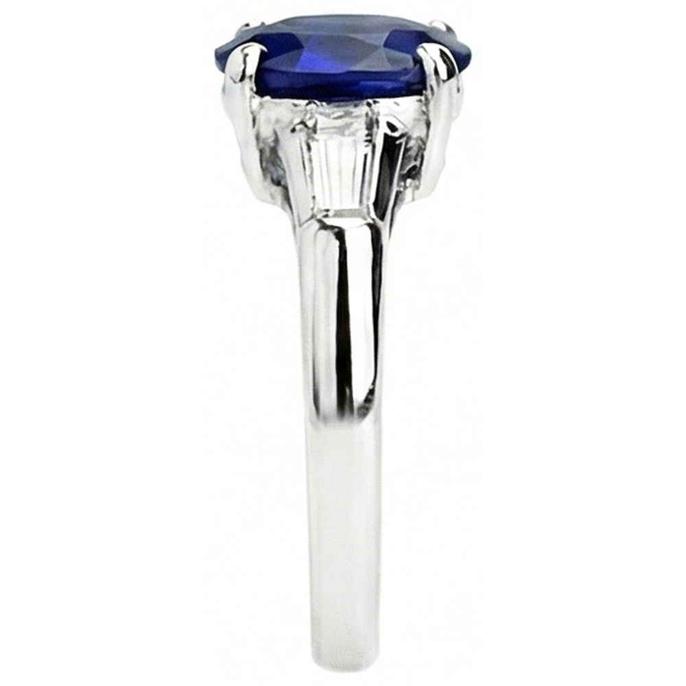 naturel oval saphir 2.50carats bague vue de profil