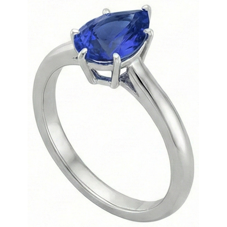 naturel pear saphir 2carats bague détail rapproché