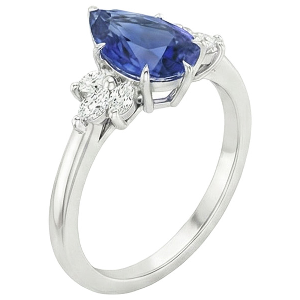 naturel pear diamant 5carats bague détail rapproché