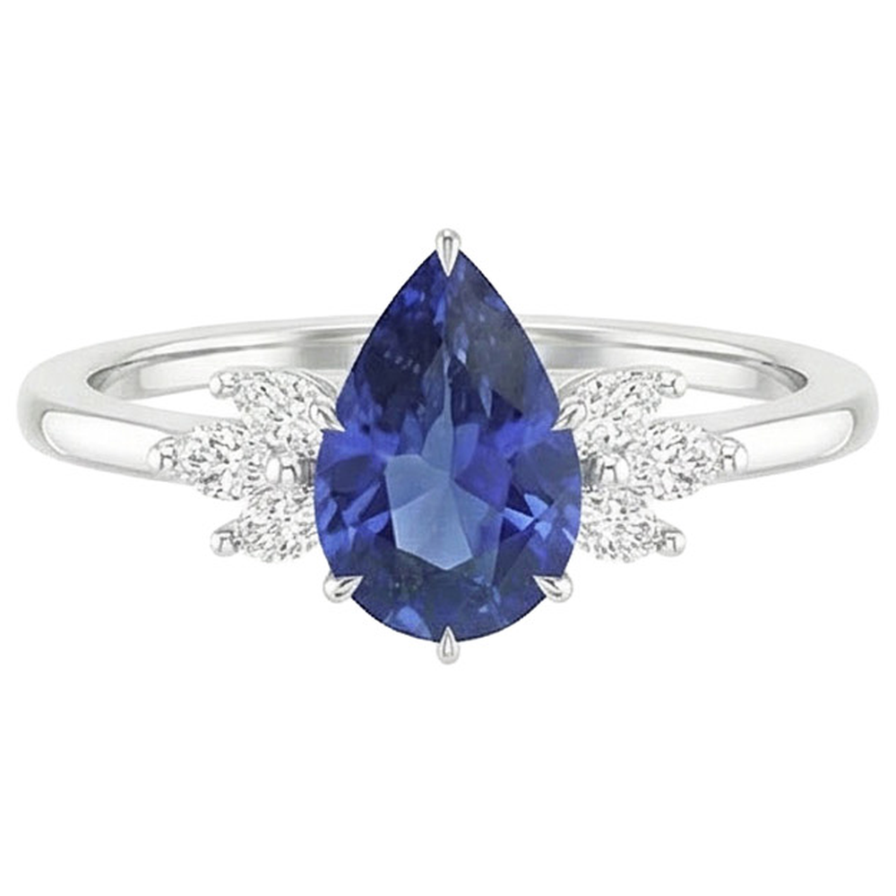 naturel pear diamant 5carats bague vue de dessus