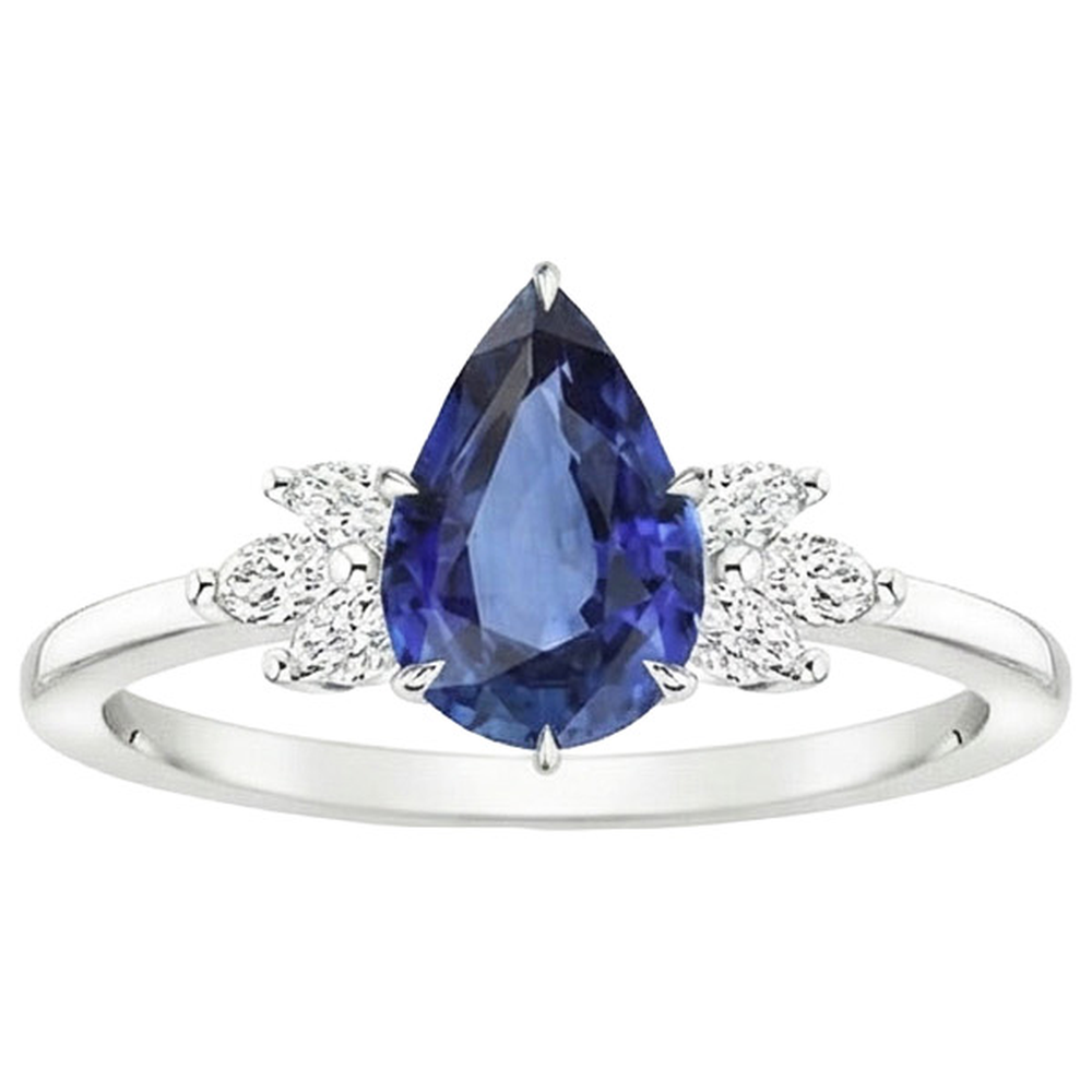 naturel pear diamant 5carats bague vue de profil