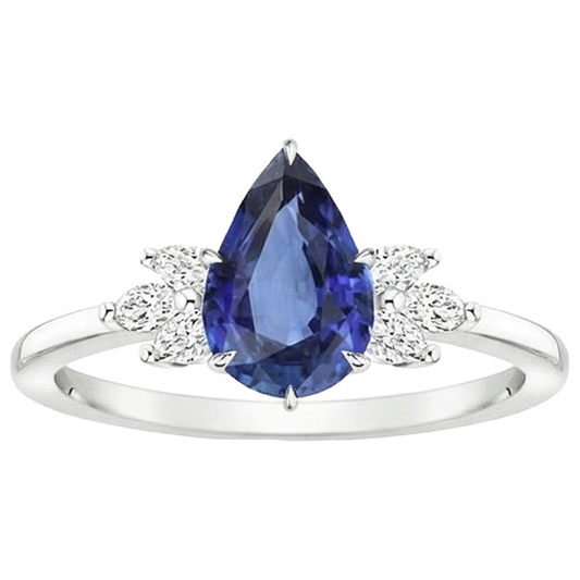 naturel pear diamant 5carats bague vue de profil