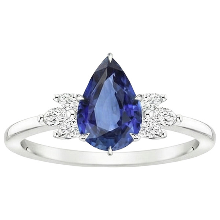 naturel pear diamant 5carats bague vue de profil