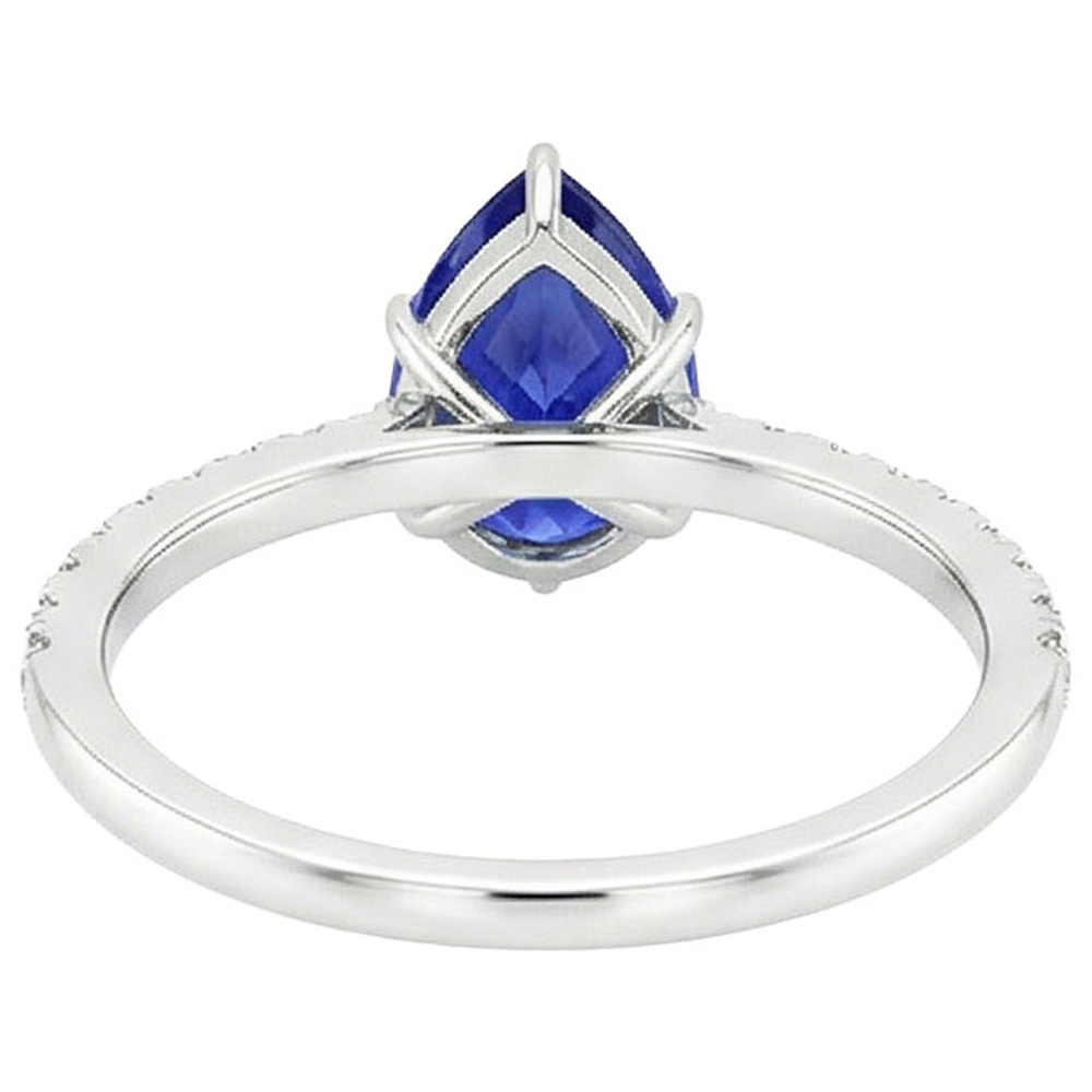 naturel pear diamant 4.50carats bague angle de côté