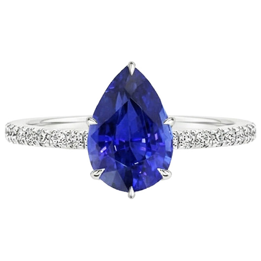 naturel pear diamant 4.50carats bague vue de dessus