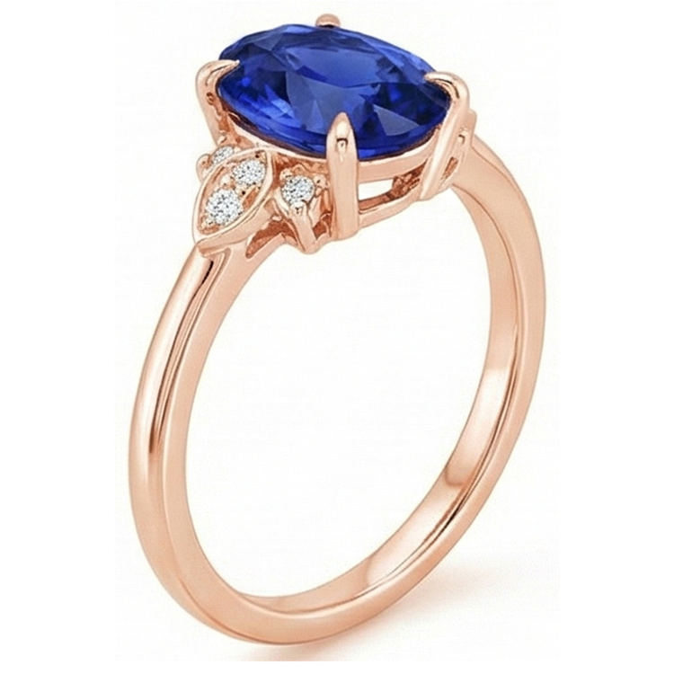 naturel oval saphir 4carats bague angle de côté