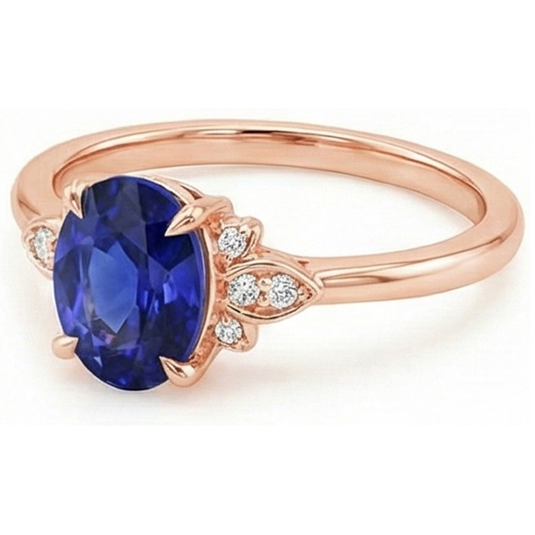 naturel oval saphir 4carats bague détail rapproché
