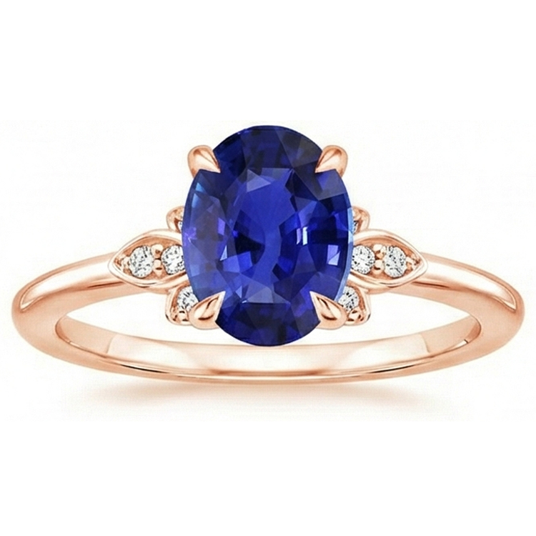 naturel oval saphir 4carats bague vue de dessus