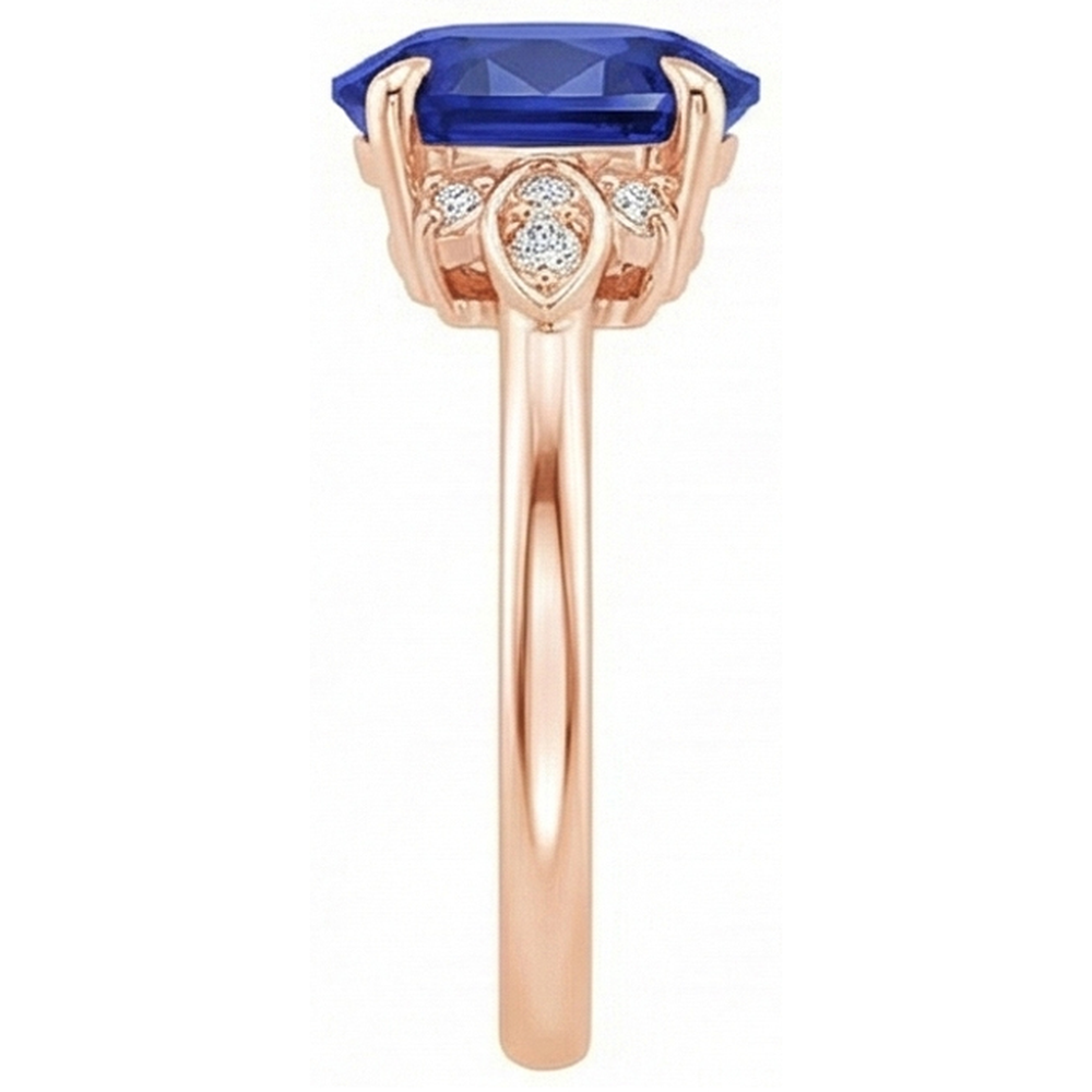 naturel oval saphir 4carats bague vue de profil