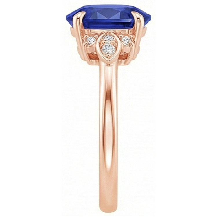 naturel oval saphir 4carats bague vue de profil