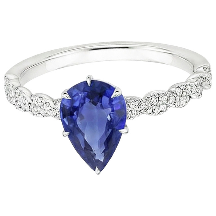 naturel pear diamant 3.50carats bague vue de dessus