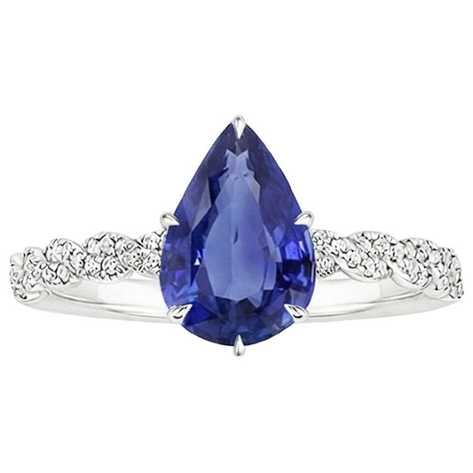 naturel pear diamant 3.50carats bague vue de profil